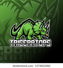 Triceratops esport mascot logo design