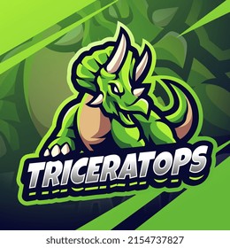 Triceratops esport mascot logo design