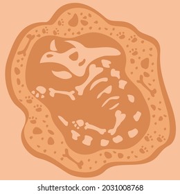 Triceratops Fossil in Cartoon Style. Suitable to place on children book.