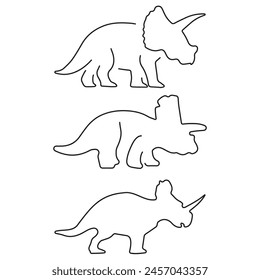 triceratops group of icons in black on a white background. Vector illustration.