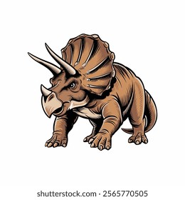 Triceratops Hand Drawn Dinosaur Illustration