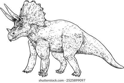 Triceratops - handgezeichnete Vektor-Dinosaurier-Illustration