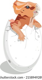 A triceratops hatched from an egg. Vector illustration