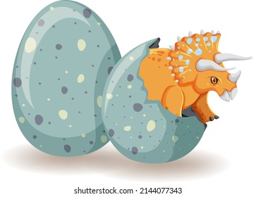 Triceratops hatching from egg illustration