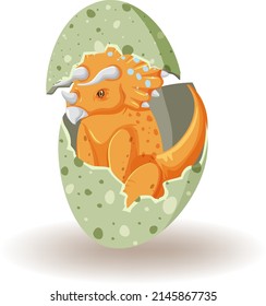 Triceratops hatching from egg illustration