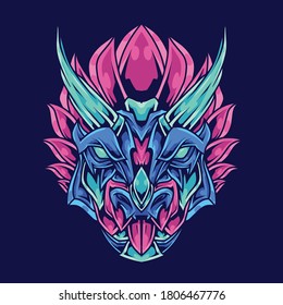 Triceratops Head Abstract Ornament Illustration