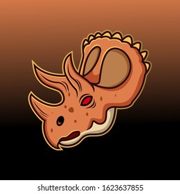 Triceratops head mascot logo desain