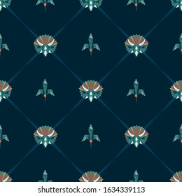 Triceratops head pattern. Vector seamless print with dinosaurs. Pattern for textile, fabric or wallpaper 