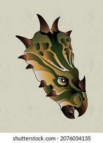 triceratops head tattoo neo traditional