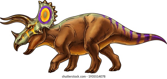 Triceratops herbivore dinosaur. Vector illustration isolated on white background