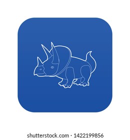 Triceratops icon blue vector isolated on white background