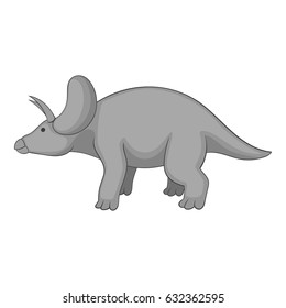 Triceratops icon in monochrome style isolated on white background vector illustration