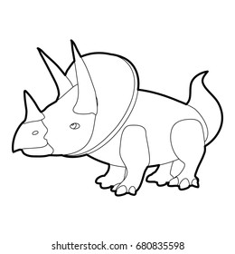 Triceratops icon in outline style isolated on white vector illustration