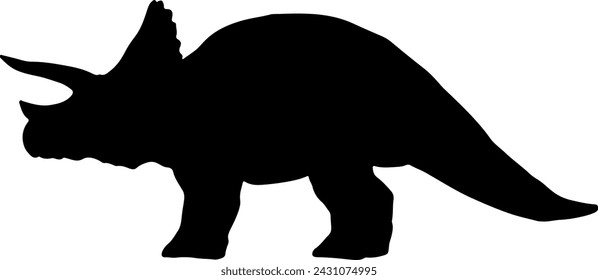 Triceratops, isolated dinosaur silhouette vector illustration