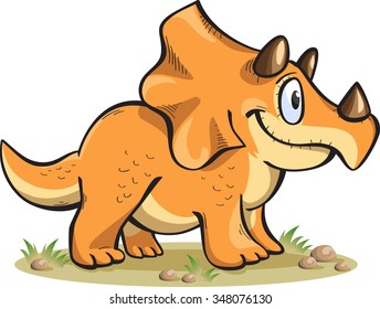 triceratops, isolated on white, vector, cartoon