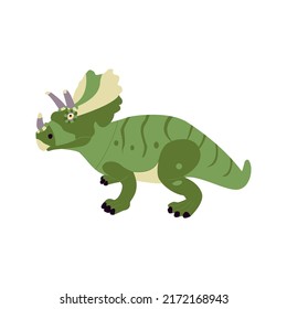 Triceratops Isolated over White. Vector Illustration of Nature Dinosaur Animal.