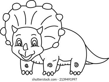 Triceratops line art vector drawing