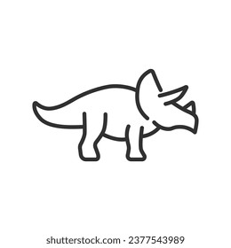 Triceratops, linear icon. Dinosaur. Line with editable stroke