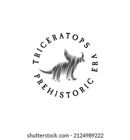 Triceratops Logo Stamp. Triceratops Silhouette. Dinosaur Logo Vector Design