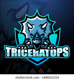 Diseño del logotipo de apoyo de mascota Triceratops