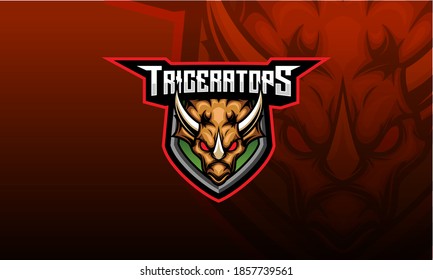 Triceratops mascot esport logo design