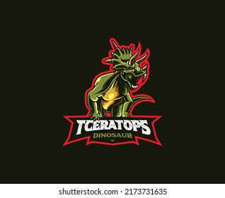 Triceratops mascot logo design. Triceratops dinosaur vector illustration. Logo illustration for mascot or symbol and identity, emblem sports or e-sports gaming team