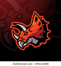 Triceratops mascot logo design vector with modern illustration concept style for badge, emblem and apparel	
