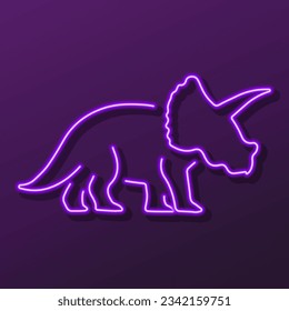 triceratops neon sign, modern glowing banner design, colorful modern design trends on black background. Vector illustration.