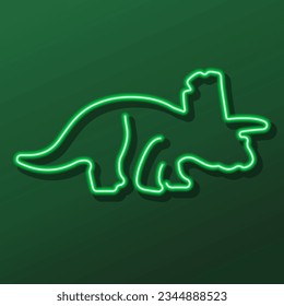 triceratops neon sign, modern glowing banner design, colorful modern design trend on black background. Vector illustration.