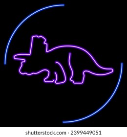 triceratops neon sign, modern glowing banner design, colorful modern design trends on black background. Vector illustration.