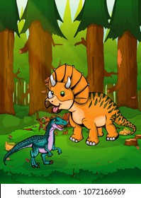 Triceratops on the background of a forest.