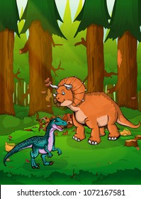 Triceratops on the background of a forest.