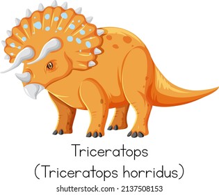 Triceratops in orange color illustration