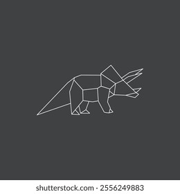 Triceratops Origami Dinosaur flat vector design