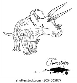 Triceratops, realistic sketch dinosaur, vector illustration