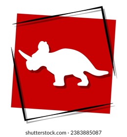 triceratops red banner in frame. Vector illustration.