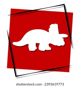 triceratops red banner in frame. Vector illustration.