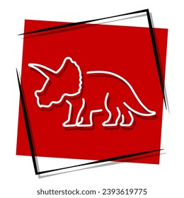 triceratops red banner in frame. Vector illustration.