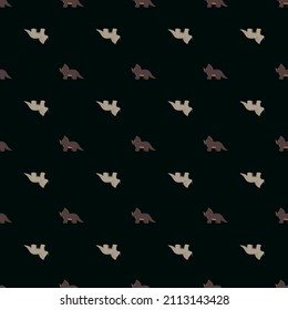 Triceratops seamless pattern. Children dino background. Repeated texture in doodle style for fabric, wrapping paper, wallpaper, tissue. Vector illustration.