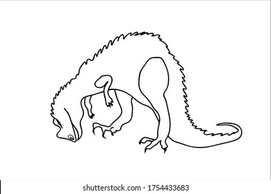 Triceratops. A series of prehistoric dinosaurs. Fossil animals in contour style. Coloring book for children and adults. Art therapy. design for wallpaper. Vector illustration on a white background.