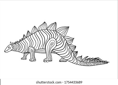 Triceratops. A series of prehistoric dinosaurs. Fossil animals in contour style. Coloring book for children and adults. Art therapy. design for wallpaper. Vector illustration on a white background.