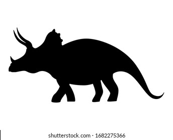 Triceratops Silhouette Isolated On White Background. Vector Illustration.