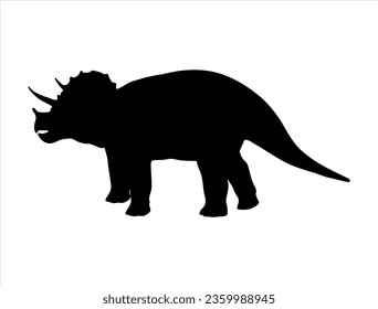 Triceratops silhouette vector art white background