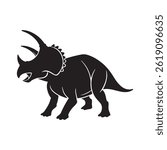 Triceratops silhouette vector flat illustration design