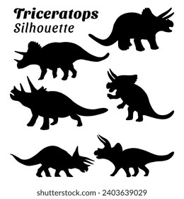 Triceratops silhouette vector illustration collection