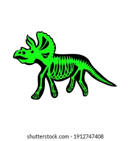 Triceratops skeleton drawing, vector illustration