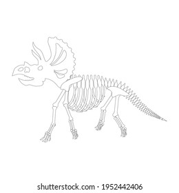 Triceratops skeleton drawing, vector illustration
