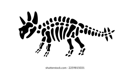 Triceratops skeleton. Triceratops fossil body parts. Dinosaur bones. Dangerous ancient predator. Jurassic raptor. Paleontology and archeology.