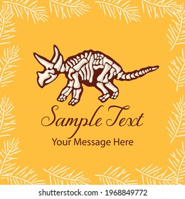 Triceratops Skeleton Vector Card Background