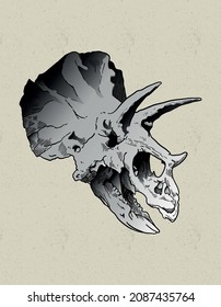 triceratops skull hand draw design